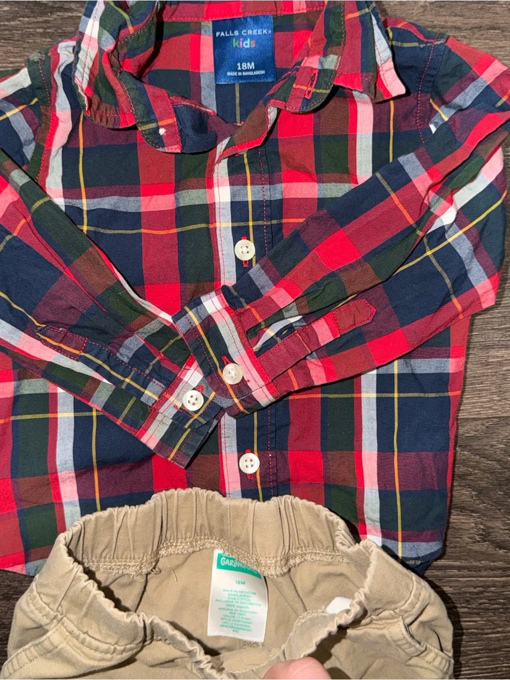 Falls Creek Plaid Shirt Khaki Pants Fall Outfit Boys 18 Months